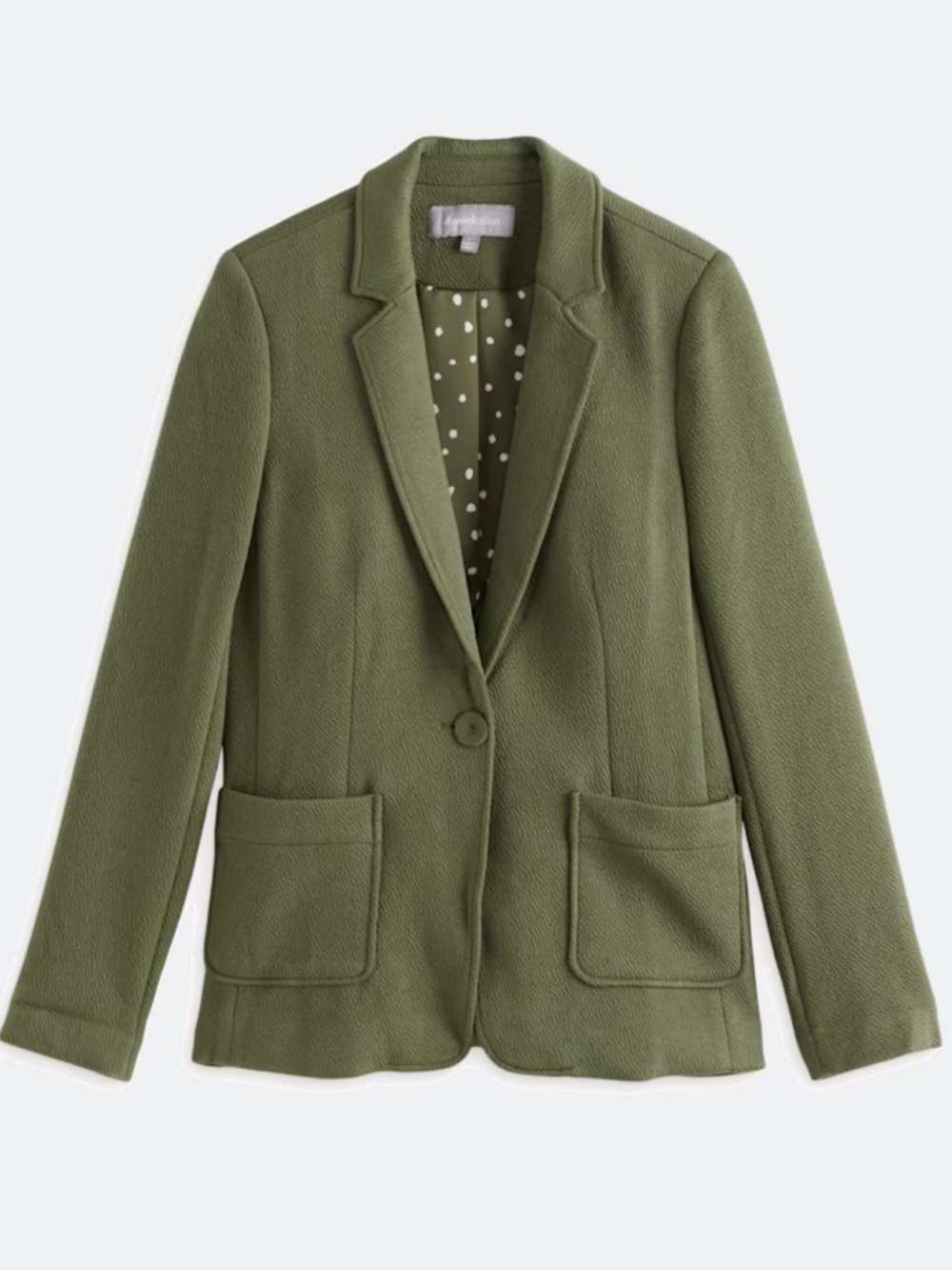Daniel Rainn Olive Green Knit Single-Button Blazer